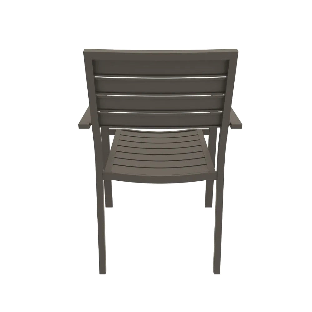 Sedia da esterno a doghe con braccioli in alluminio tortora | Zenor