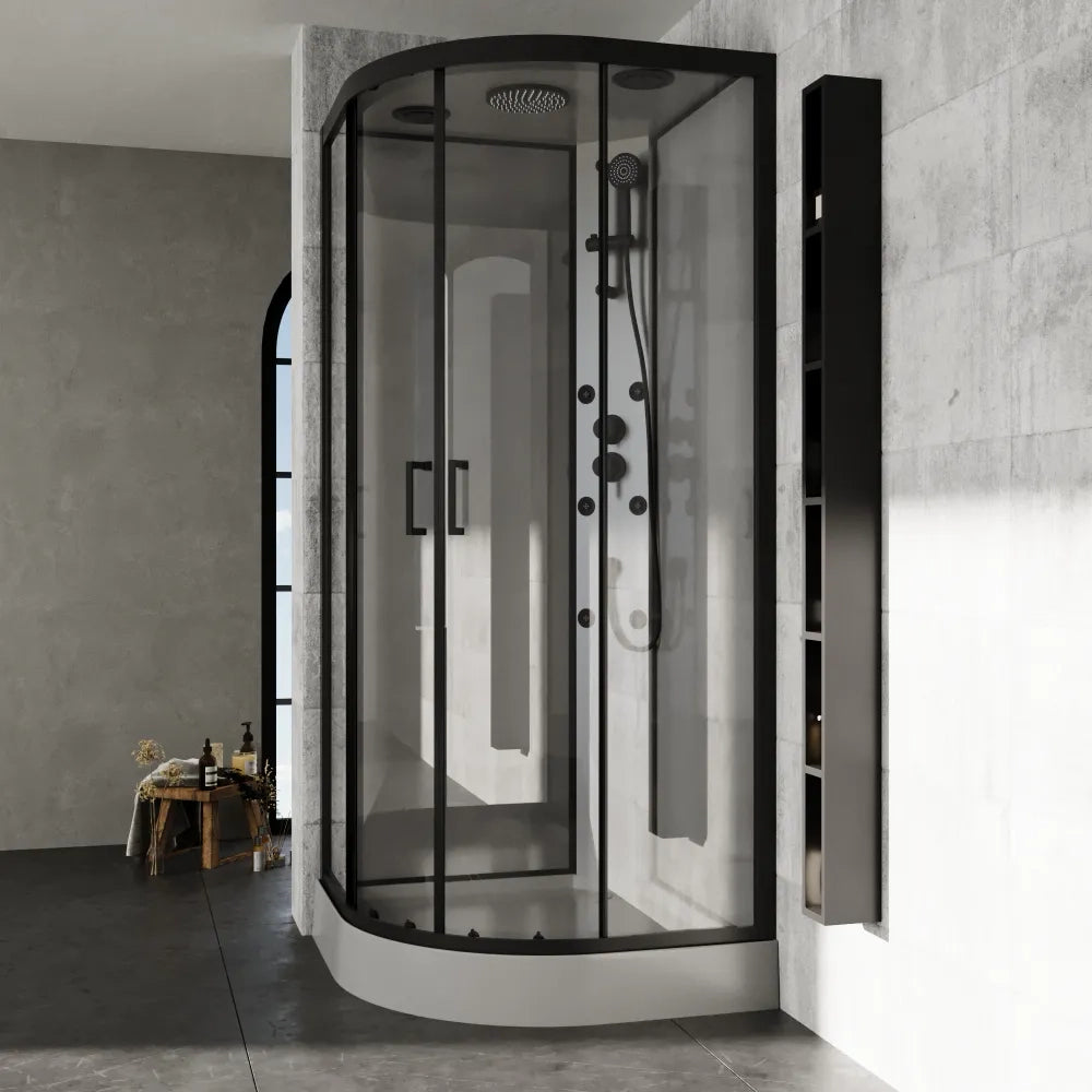 Cabina doccia idromassaggio semicircolare 90x90cm multifunzione h215cm | Sark