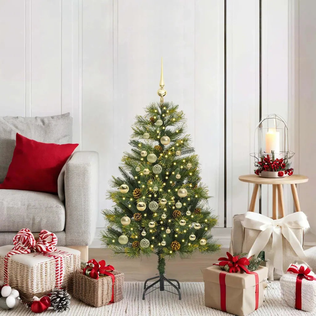 Albero di Natale | Decorazioni natalizie artificiale pieghevole con coni Verde 120 cm