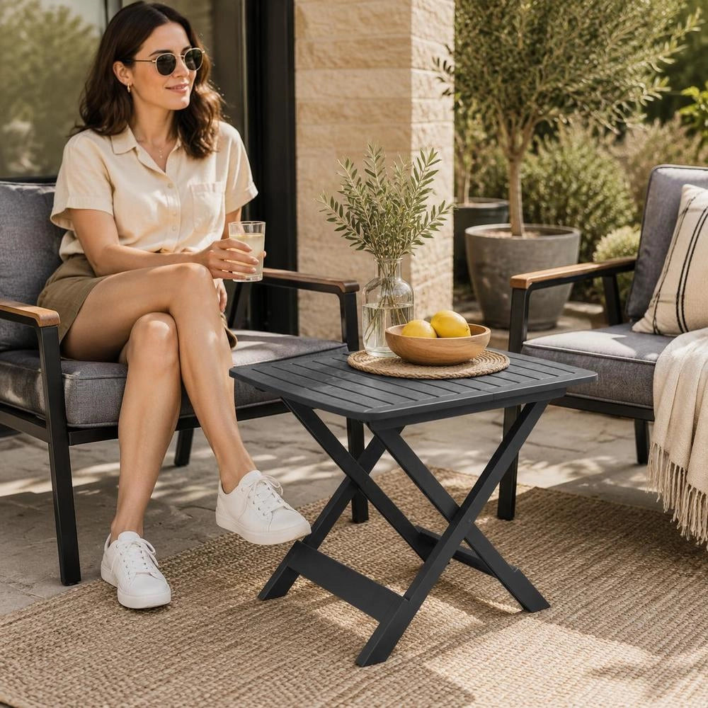 Folding Garden Table, Anthracite, 79x72x70 Cm, Plastic