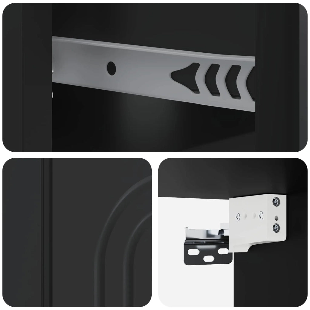 Comodino | Armadio da Notte | Mobiletto da notte a muro con cassetto Nero 49 x 34,5 x 20 cm