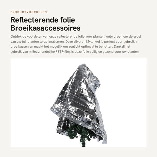Foglio Riflettente - Telaio in Mylar Argento - Rullo - Accessori per Serre - Ambientalmente Puro - Film PETP - Migliora la Crescita Vegetale - Pellicola di Coltivazione