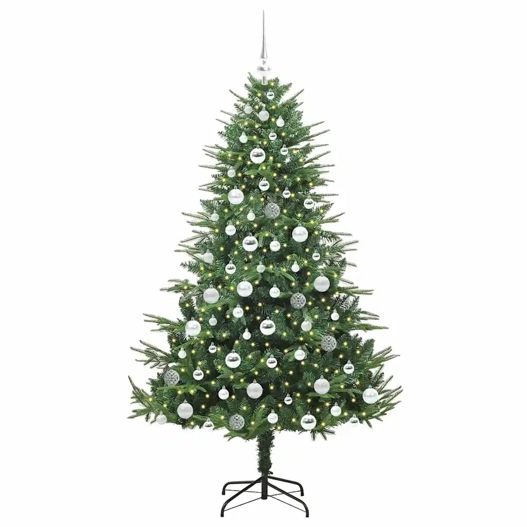 Albero di Natale Artificiale Pre-illuminato con Set di Palline