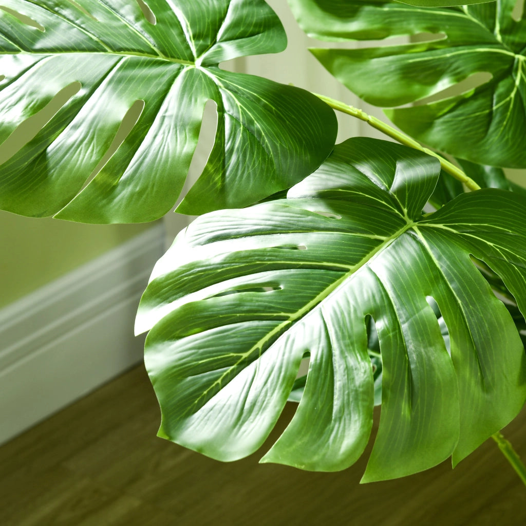 Pianta artificiale monstera realistica con vaso nero e muschio artificiale in plastica verde per interni ed esterni altezza 120 cm