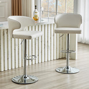 Set di 2 sgabelli da bar girevoli 360° regolabili in altezza con schienale, PU bianco