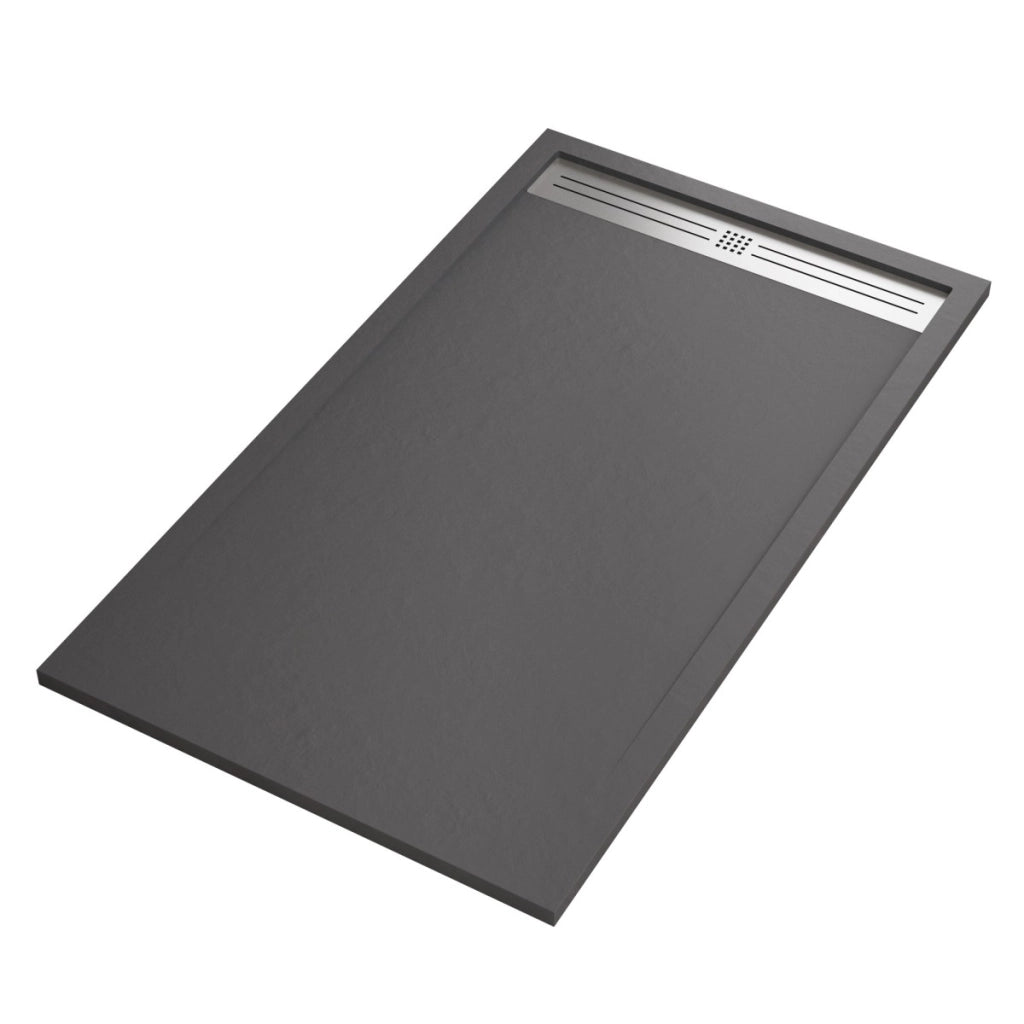 Piatto doccia in marmoresina grigio scuro effetto pietra cemento relax, misura 70x200