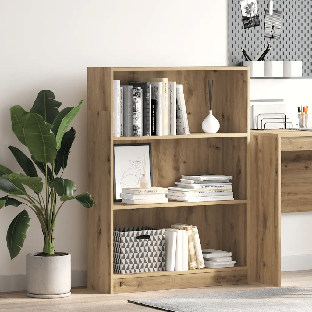 Libreria-Scaffale per Libri-Mobile di Stoccaggio Rovere Artigianale 80x24x109 cm in Legno Multistrato