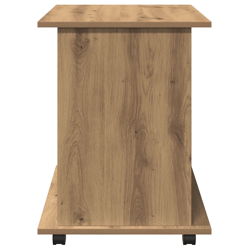 Mobiletto multifunzionale su ruote 60 x 45 x 60 cm con ampio spazio contenitivo e pratiche rotelle in legno di rovere composito 02_0050908