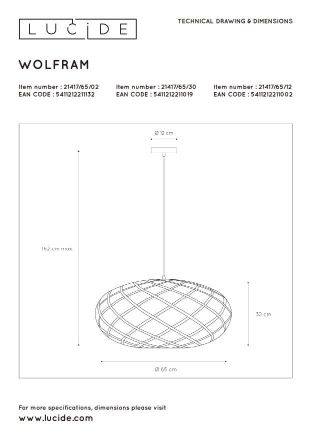 Lampada a sospensione Lucide Wolfram Ø65 ottone E27