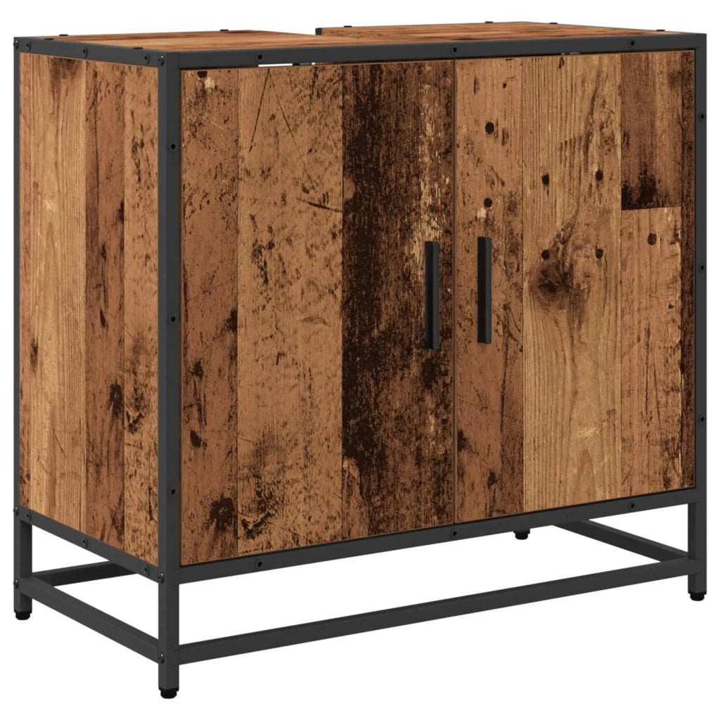 Set di mobili per il bagno con lo scaffale 2 pcs Legno vecchio