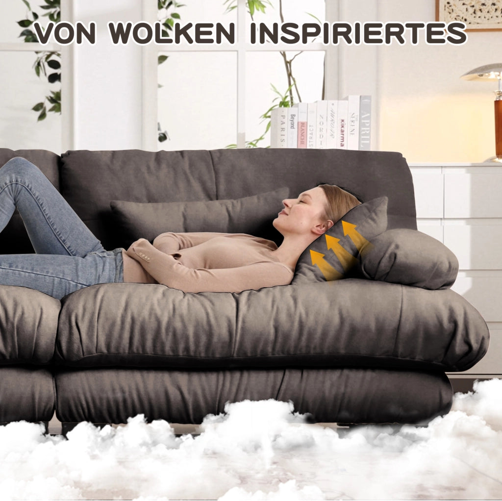 Divano angolare modulare 4 posti in tessuto vintage chenille marrone con seduta profonda per soggiorno, appartamento o ufficio