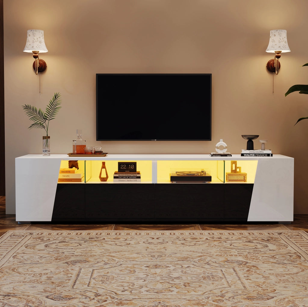 Mobile TV lucido con LED e ampio spazio contenitivo