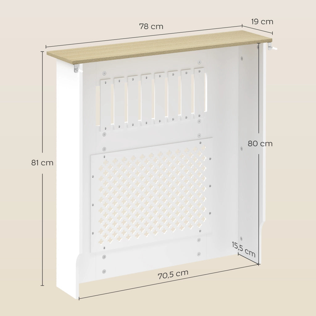 Copriradiatore in Legno Bianco con Ripiano Superiore Mobile Copritermosifone Moderno per Casa 78 x 19 x 81 cm