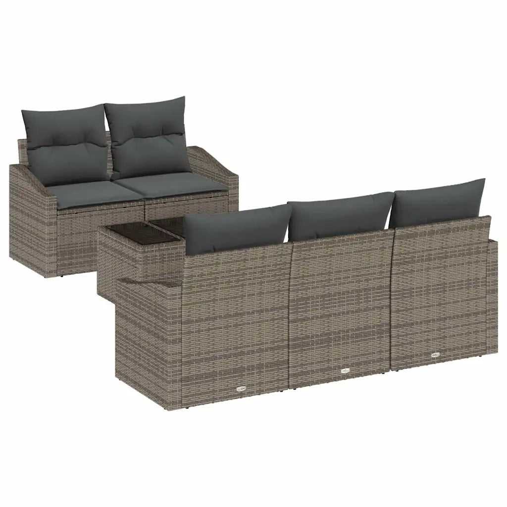 Set di divani con cuscino 6 pcs Grigio polyrattan
