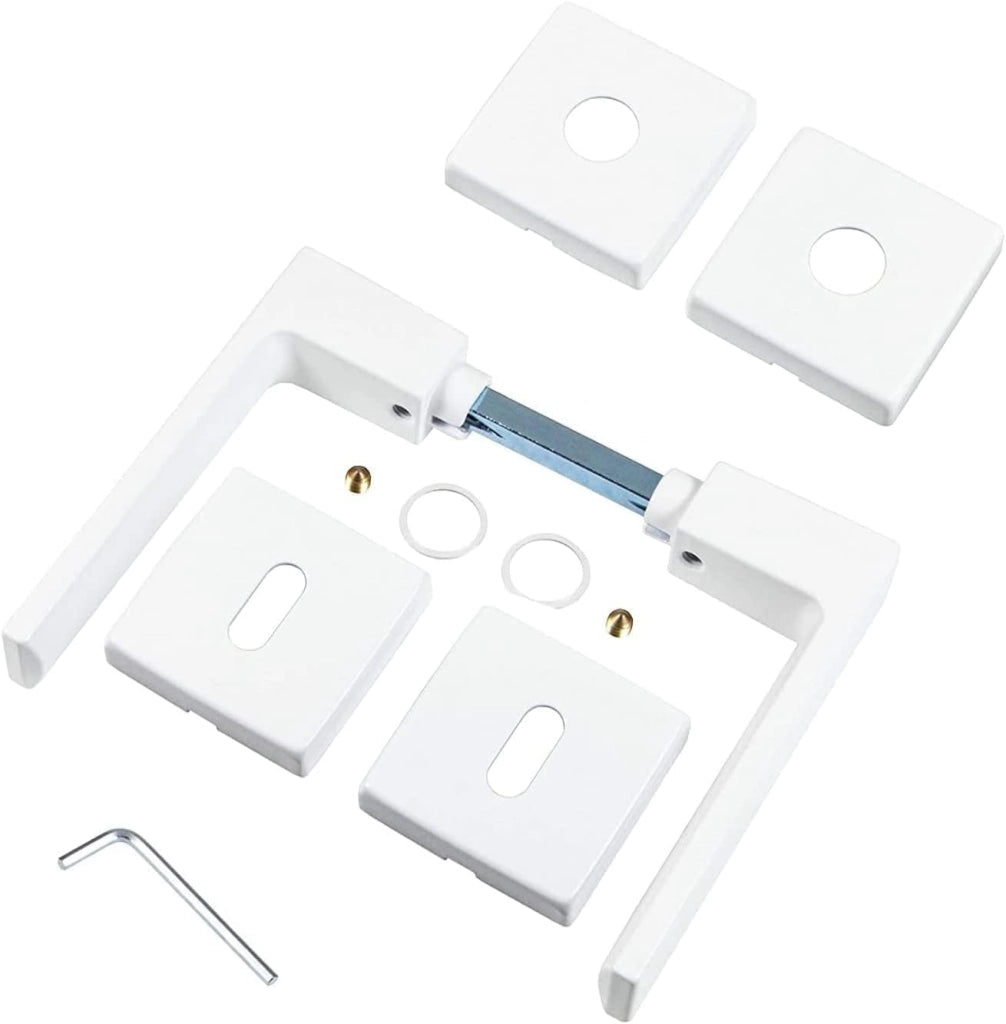 Coppia maniglie per porta interna quadra bianco