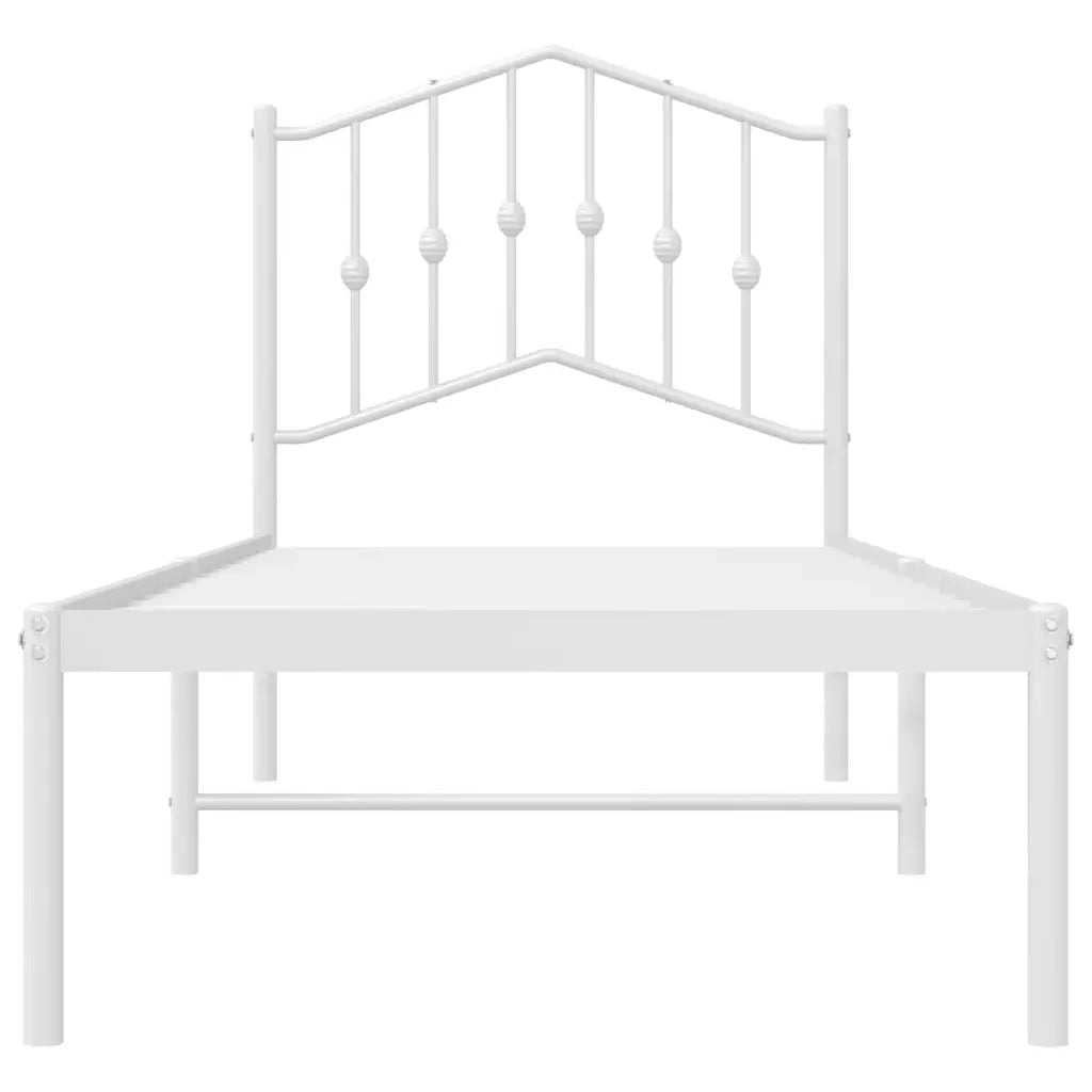 Letto singolo | Letto per adulti | Giroletto con Testiera Metallo Bianco 90x190 cm