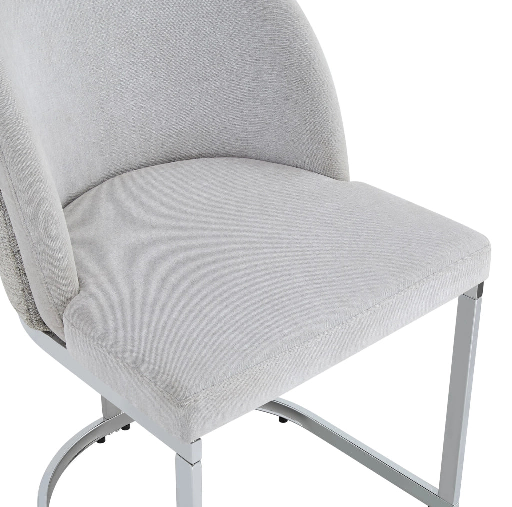Set di 2 sedie in tessuto ciniglia grigio con gambe in metallo argento