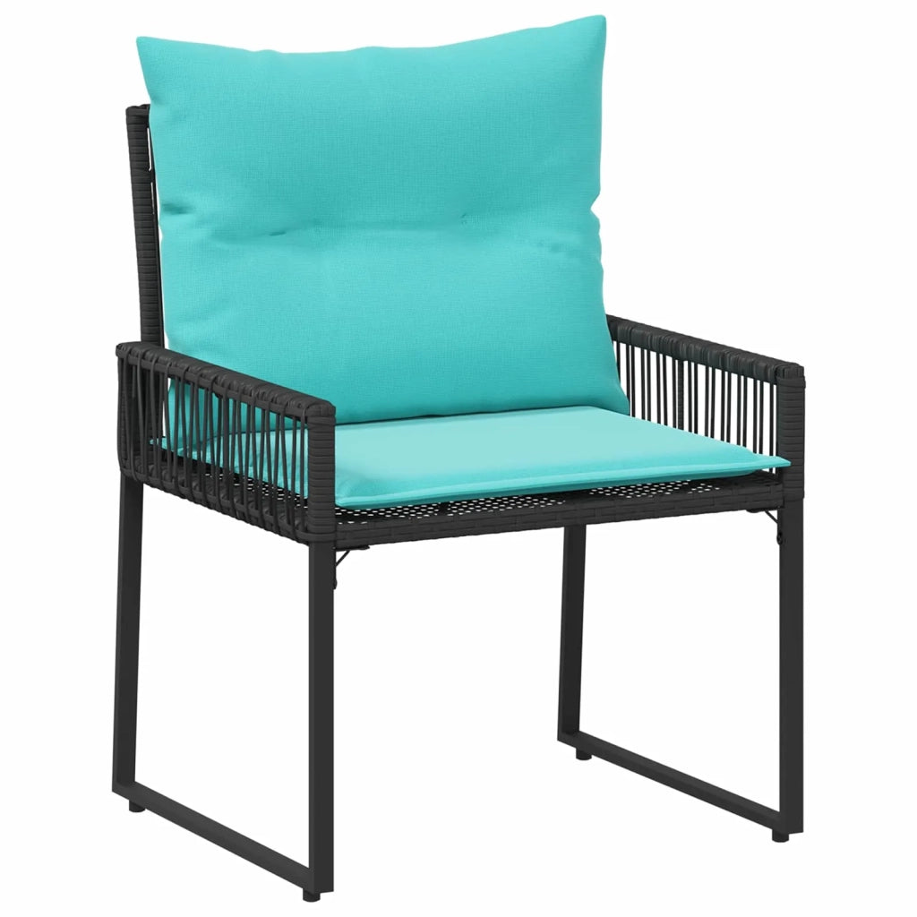 Set di Mobili da Esterno 11 pcs Nero e Turchese polyrattan 42025155