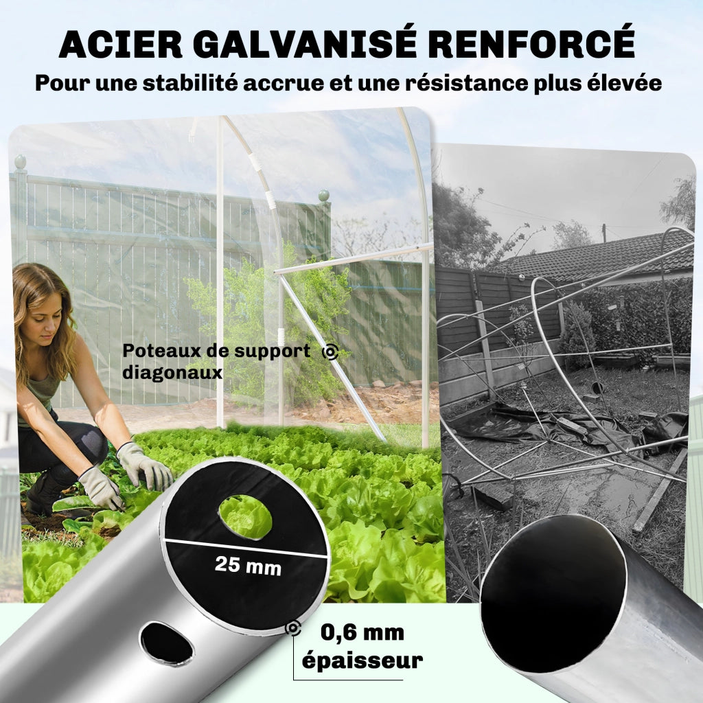 Serra da giardino tunnel ¨C Minimal ¨C 195x295x195cm acciaio galvanizzato bache PE trasparente