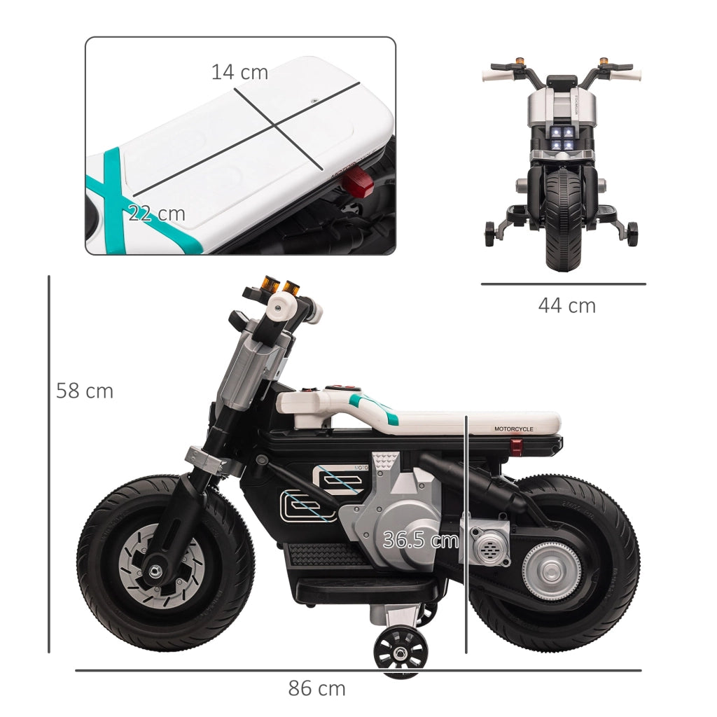 Moto Elettrica per Bambini 6V   Bianca e Nera