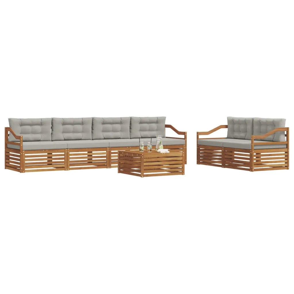 Set di divani da esterno 7 pcs Grigio Naturale e Chiaro 3373076