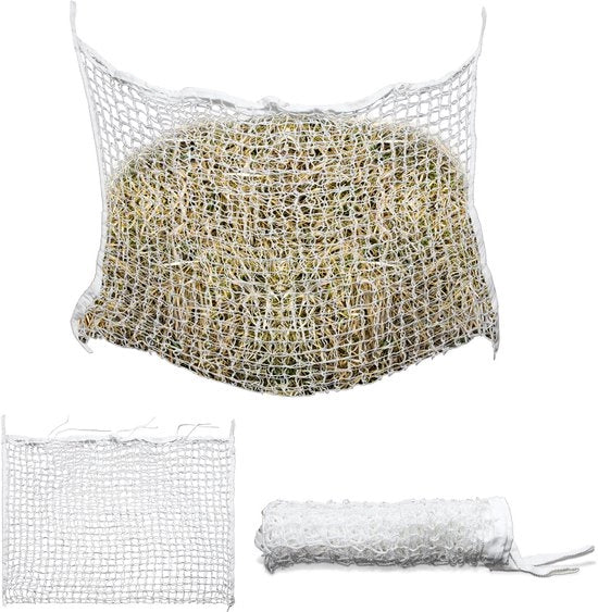 Stazione alimentare a ritmo lento per cavalli - 120 x 90 cm - 3 cm di distanza tra le maglie - Bianco