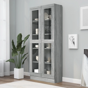 Mobile Vetrina Grigio Sonoma 82,5x30,5x185 Legno Multistrato