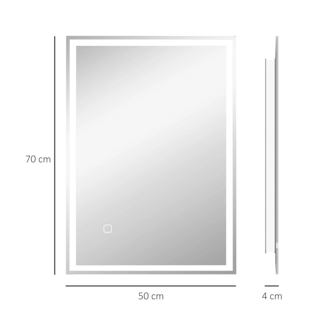 Specchio da bagno LED con interruttore touch, bianco, montaggio verticale o orizzontale