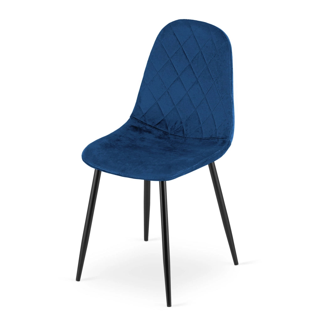 Sedia Valora DAPI in velluto blu navy con gambe in metallo x2