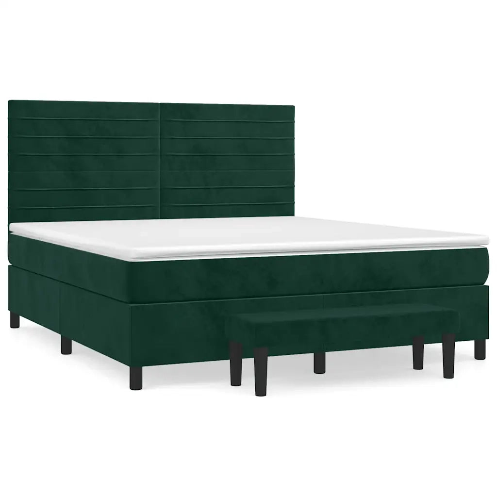 Giroletto a Molle con Materasso Verde Scuro 160x200 cm Velluto 3137914