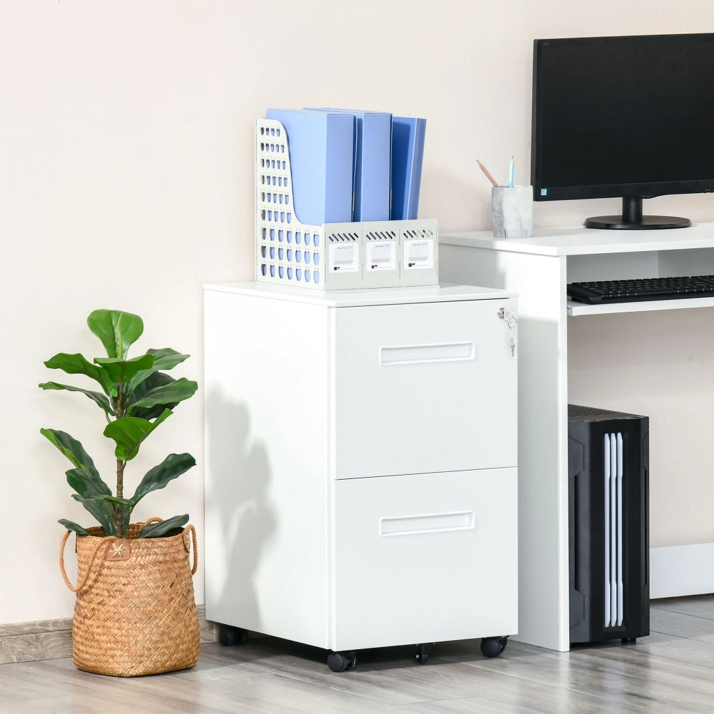 Scrivania con cassettiera a rotelle ¨C Minimal ¨C Bianco 39x48x67cm