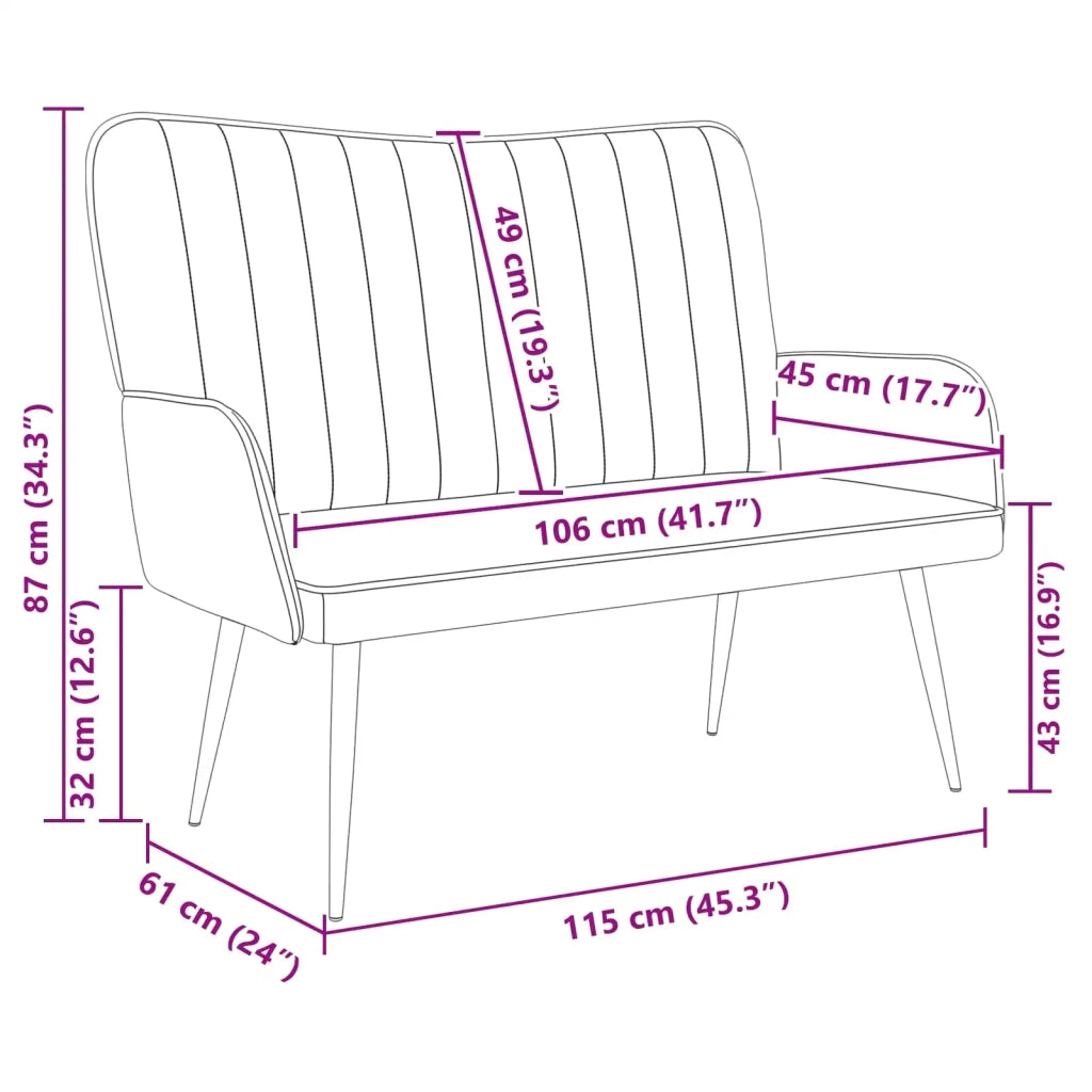 Sofa a Due Posti Blu 115 x 61 x 87 cm Velluto 42028968