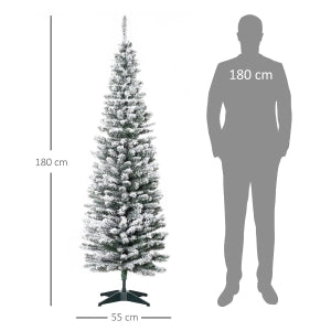 Albero di natale artificiale slim non illuminato 180 cm con 390 rami in plastica bianco e verde base stabile