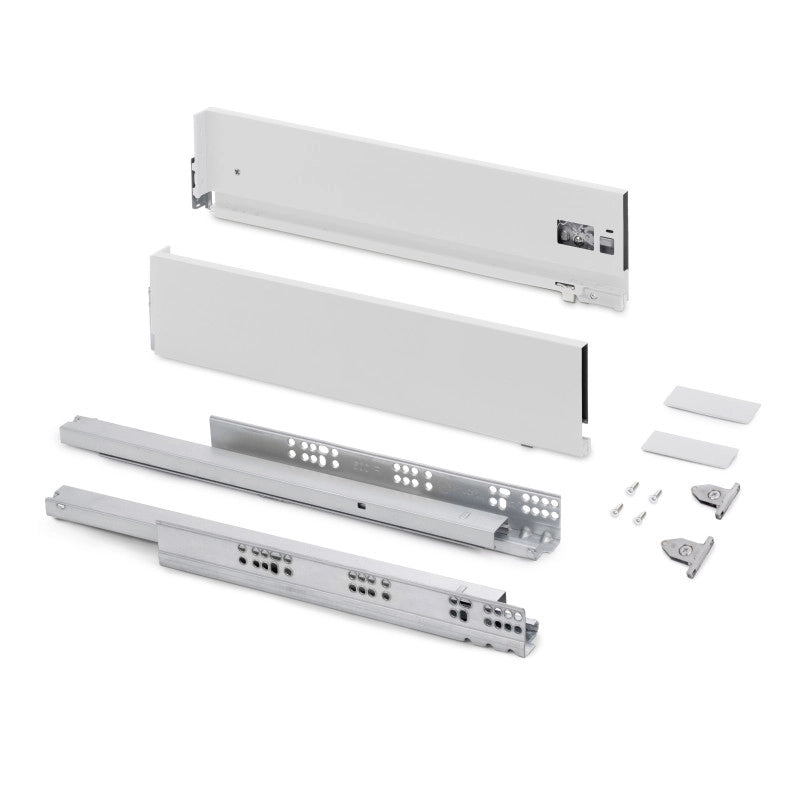 Cassetto esterno Vertex con regolazione 3D altezza 131mm, 40kg, profondità 450mm, Acciaio, Verniciato alluminio
