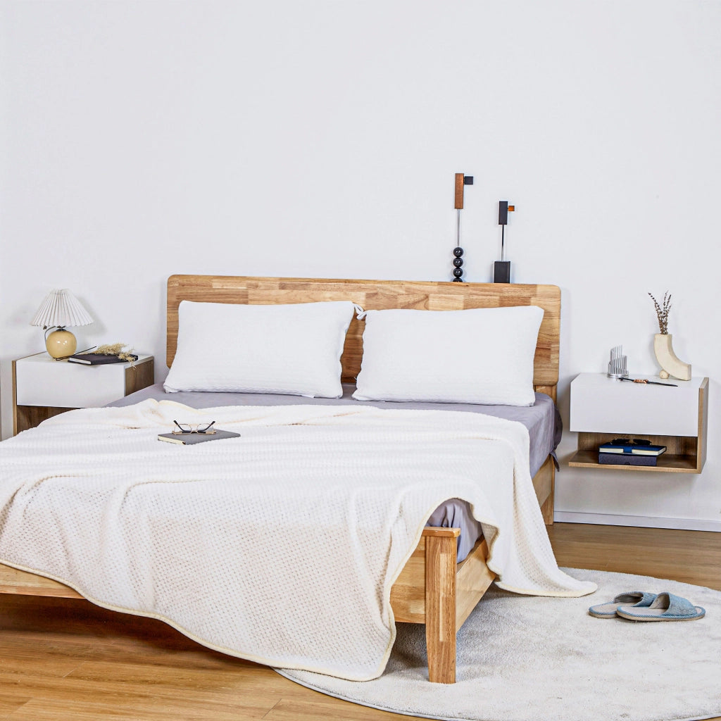Tavolini da notte a muro ¨C Minimal ¨C Bianco e effetto quercia