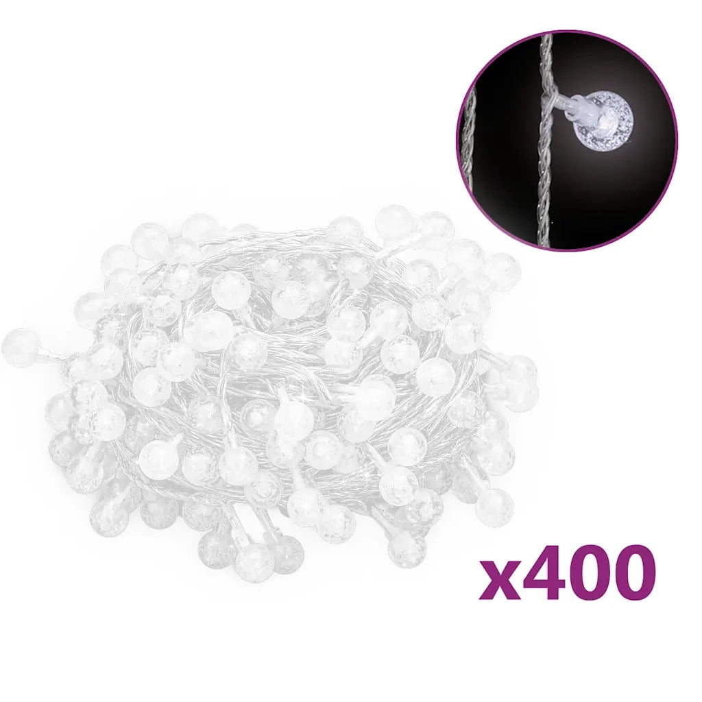 Filo di Luci Sferiche 40 m 400 LED Bianco Freddo 8 Funzioni 328815