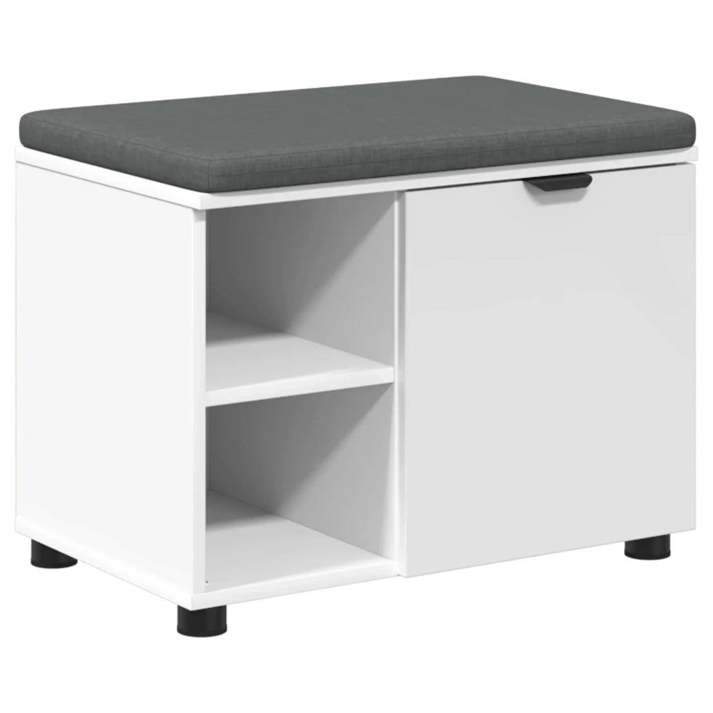 Panca per ingresso con cuscino con porta Bianco 60 x 38 x 46 cm