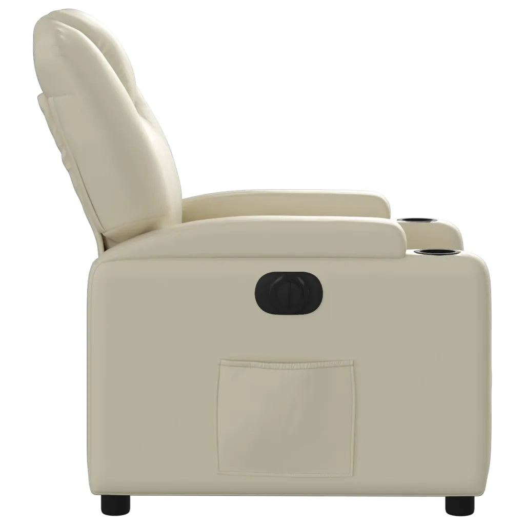 Poltrona | Sedia Relax Reclinabile Elettrica Crema in Similpelle