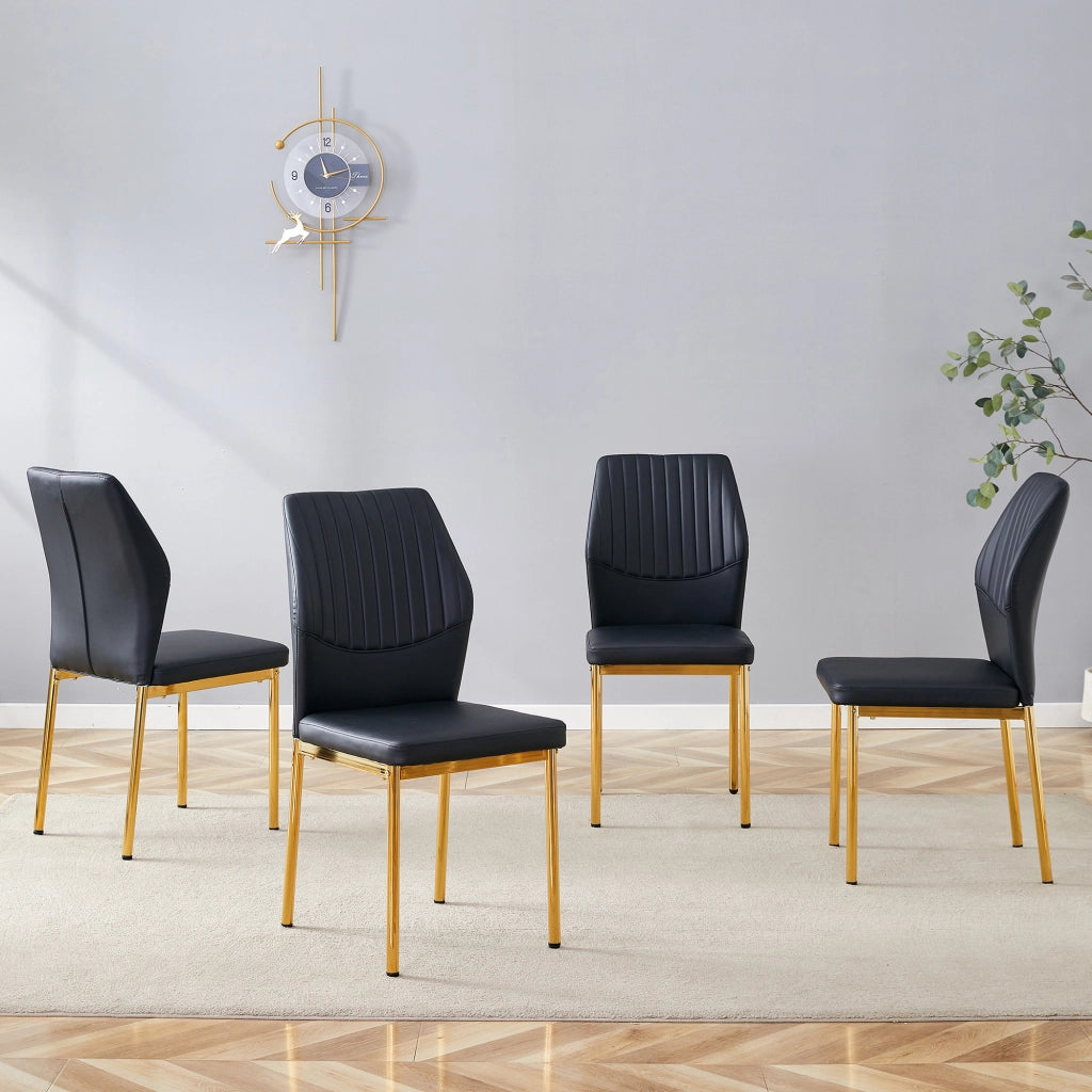 SEDIA da pranzo Set da 4 pezzi 93 cm PU Nero/Oro
