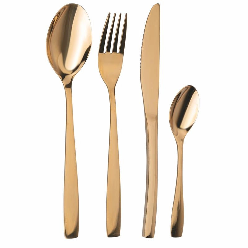 SET 16 POSATE MANHATTAN IN COLORE ORO LUCIDO