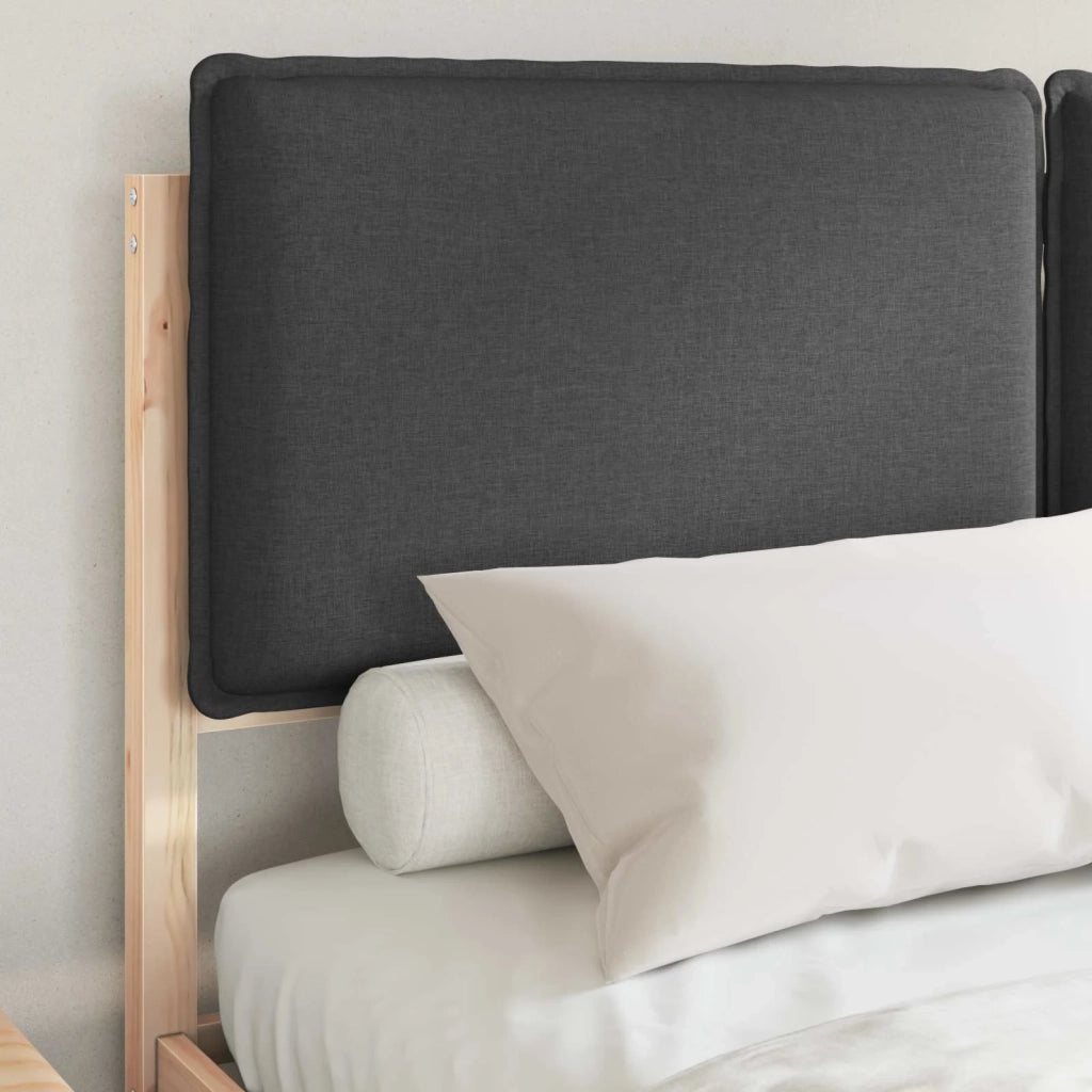 Letto con Testiera Rivestita Grigio scuro 135 x 190 cm
