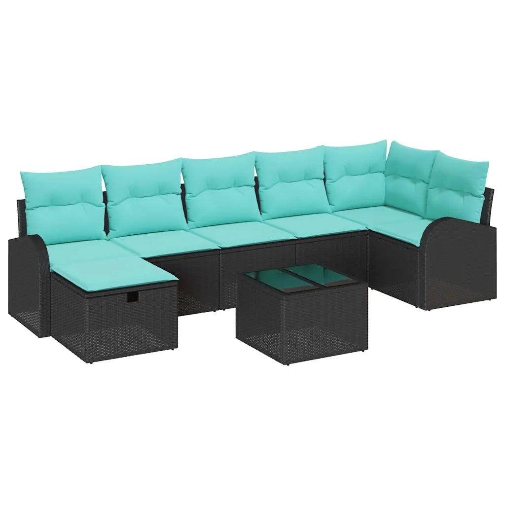Set Divano da Giardino con cuscino 8 pcs Nero Poly Rattan 3360447