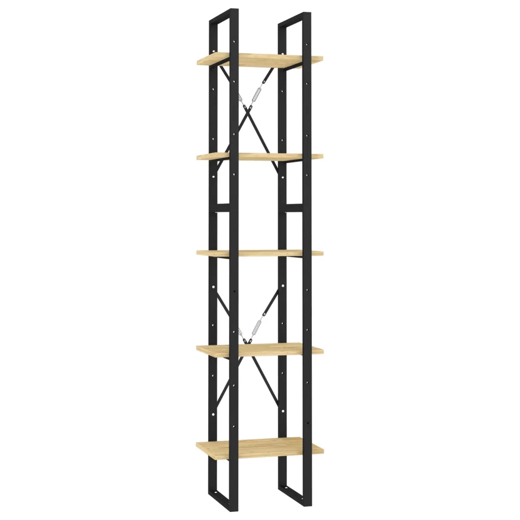 Libreria a 5 Ripiani-Scaffale per Libri-Mobile di Stoccaggio Marrone 40x30x175 cm in Legno di Pino