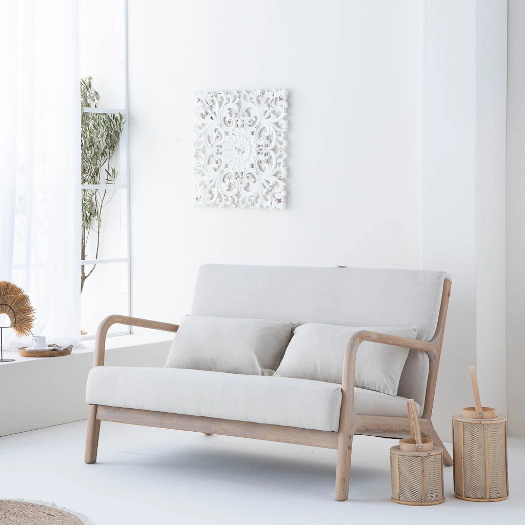 Lanterna in legno marrone e bambù d11x27h