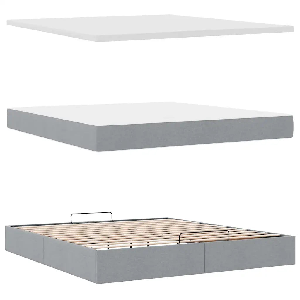 Struttura Letto Pouf con Materasso 180x200 cm in Tessuto 3313258
