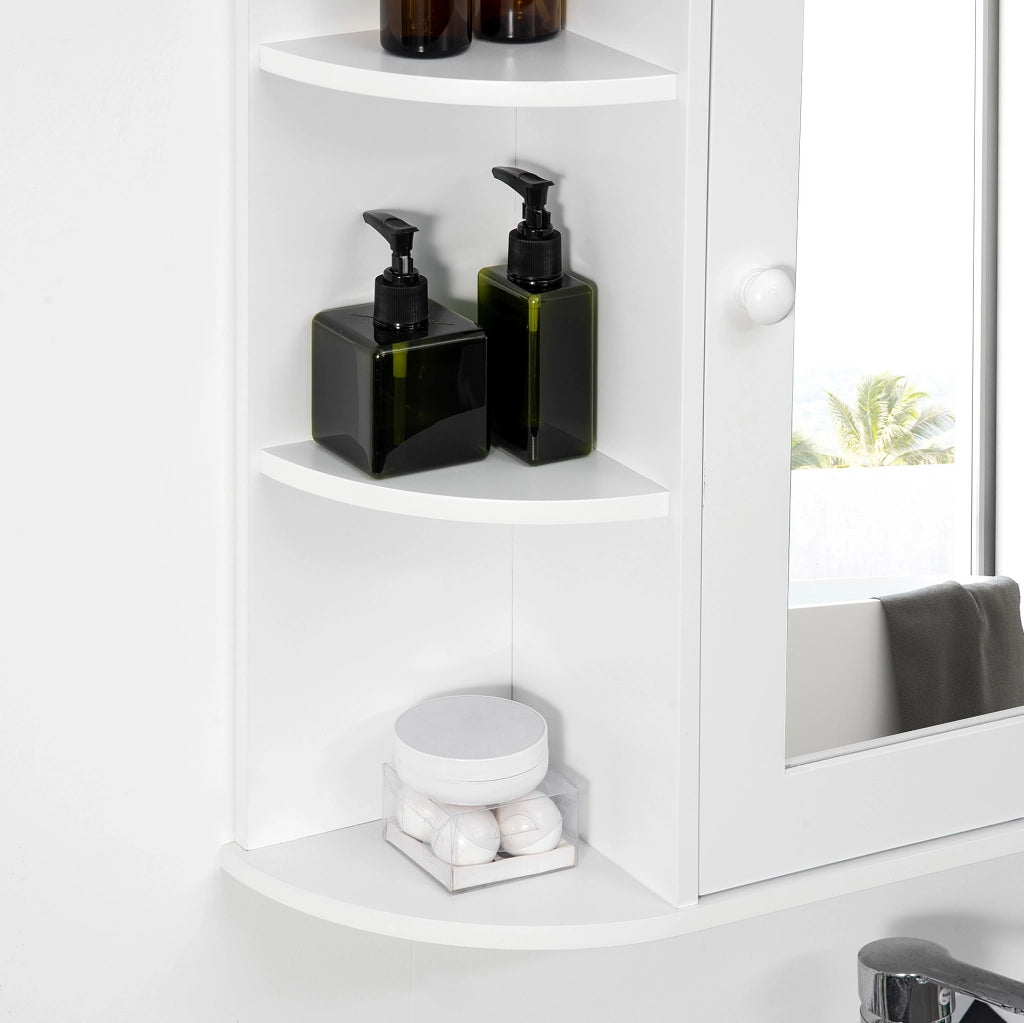 Mobiletto bagno bianco con specchio, 8 scomparti, 66x17x63 cm, montaggio a parete