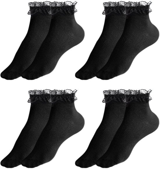 Sokke in tessuto di cotone unisex 4 paia nero