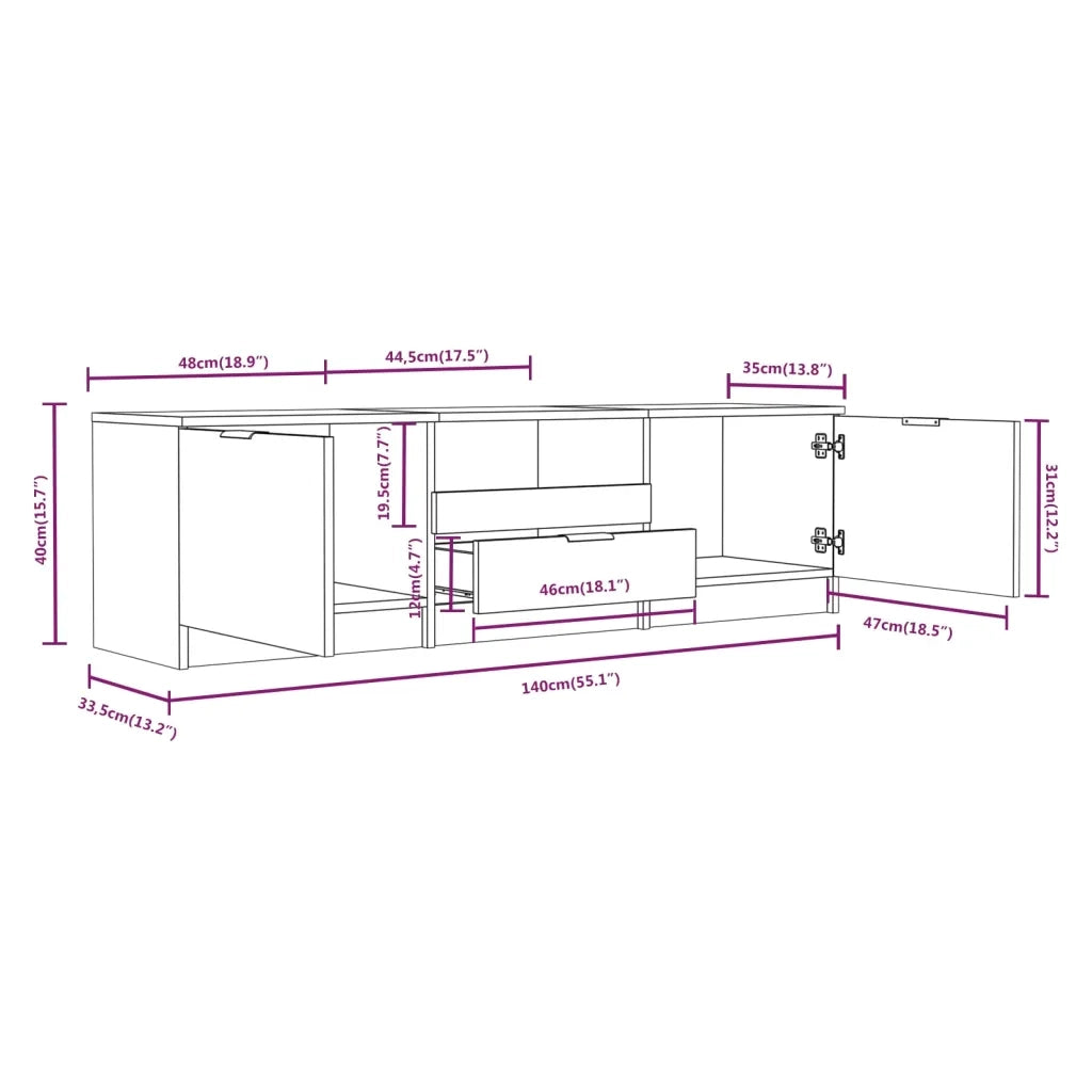 Mobile per TV | Armadietto TV | Mobile Porta TV Grigio Cemento 140x35x40cm Legno Multistrato