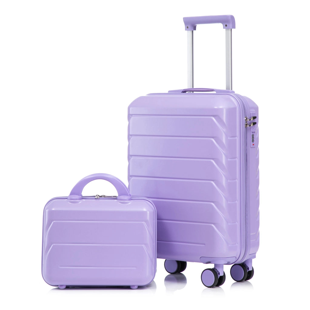 Set valigie rigide 19" con beauty case 14" in ABS blu e viola HOMVRA