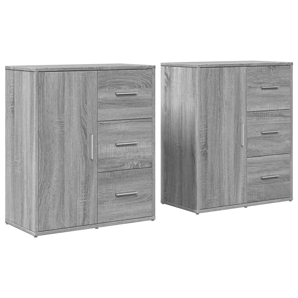 Credenze 2 pz Grigio Sonoma 60x31x70 cm in Legno Multistrato